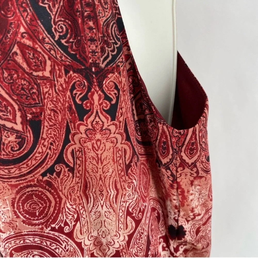 White House Black Market Burgundy and Cream Halter Blouse